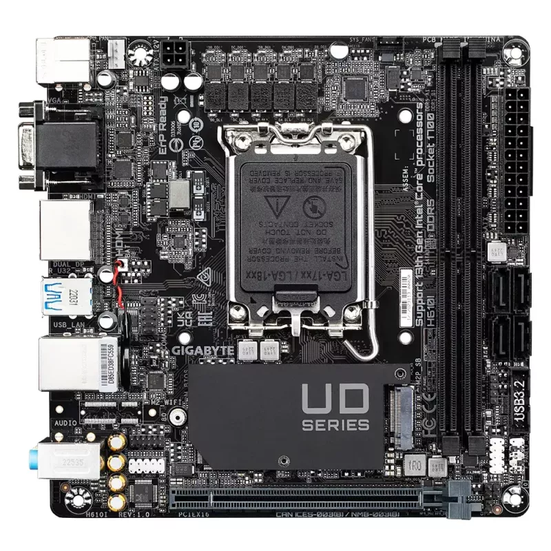 Moederbord GIGABYTE H610I, Intel H610, LGA 1700, Mini-ITX