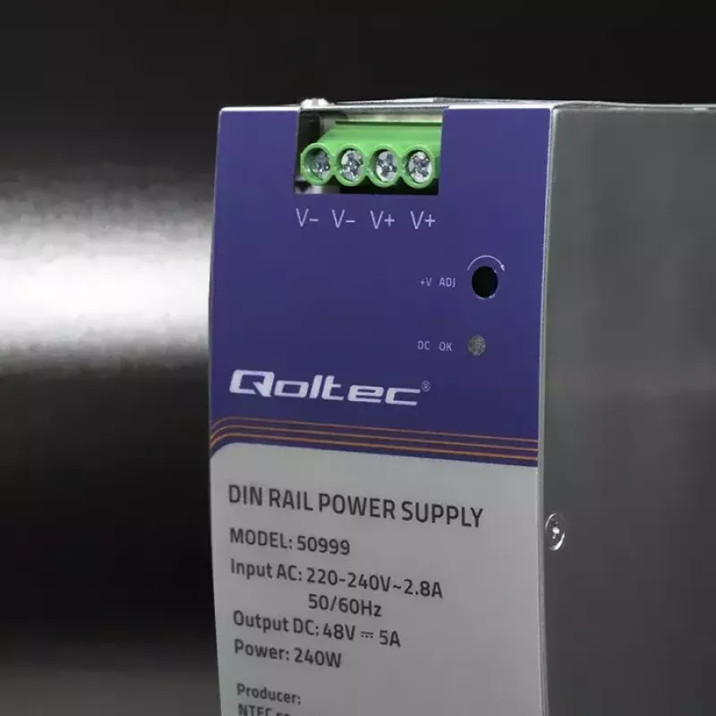 DIN-rail voeding QOLTEC 50999, 240W, 48V DC, 5A uitgang