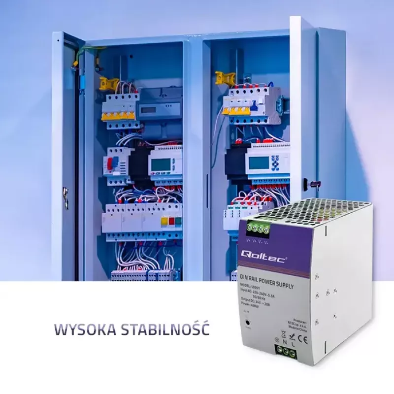 Industriële DIN-rail voeding QOLTEC 50901 — 480W, 24V DC, 20A