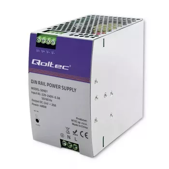 Industriële DIN-rail voeding QOLTEC 50901 — 480W, 24V DC, 20A