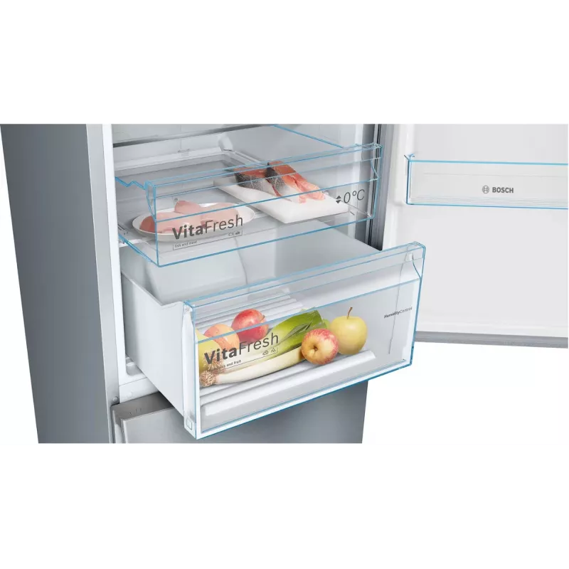 Koel-vriescombinatie Bosch Serie 4 KGN39VIEB vrijstaand 368 L, energie-efficiëntieklasse E, RVS, NoFrost, vriesgedeelte onder