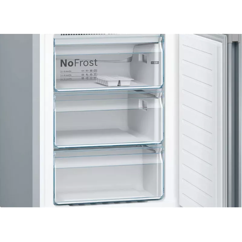 Koel-vriescombinatie Bosch Serie 4 KGN39VIEB vrijstaand 368 L, energie-efficiëntieklasse E, RVS, NoFrost, vriesgedeelte onder