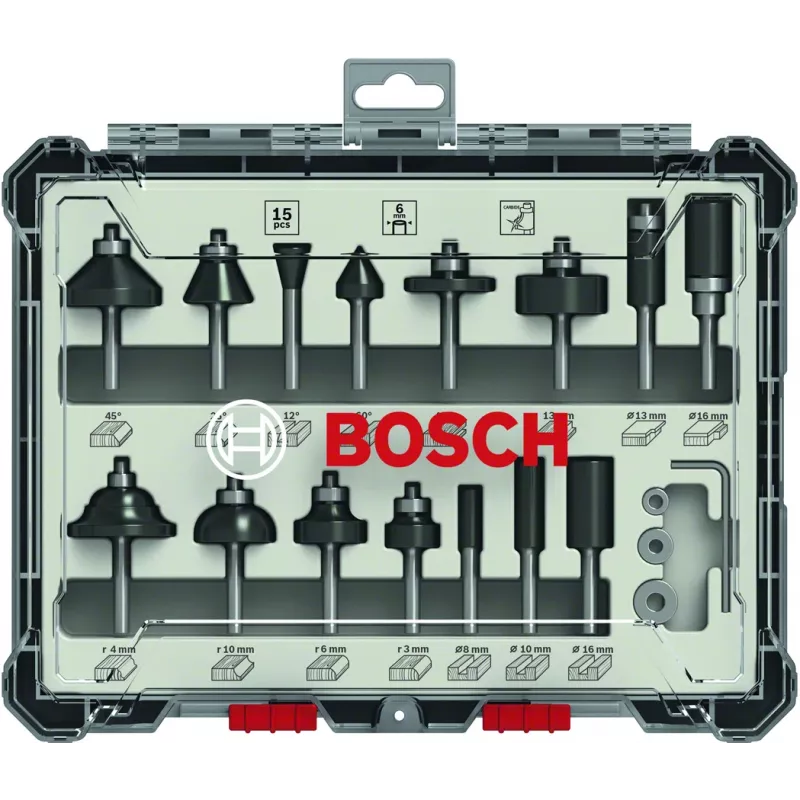 Bosch 2 607 017 471 Bovenfrees, freesset 15 stuks