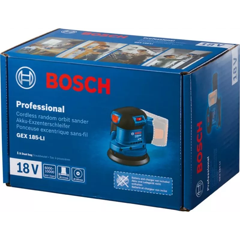 Bosch GEX 185-LI Professional excentrische schuurmachine 10000 OPM blauw