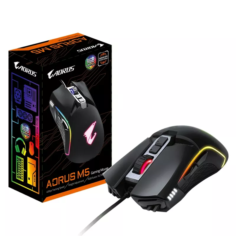 GIGABYTE AORUS M5 Muis Gaming Rechtshandig USB Type-A Optisch 16000 DPI