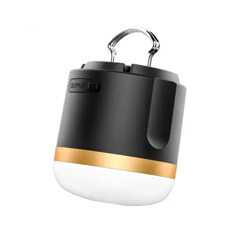 EcoFlow SCLI-B campinglamp op batterijen, 400 lm, 3600 mAh, USB-C-ingang, ABS+TPR-behuizing, IP54, zwart/goud/wit