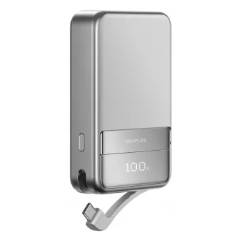 Powerbank EcoFlow Rapid 5000 (lithium-ion 5000 mAh, PD snelladen, 30 W totaal, draadloos, USB-C, zilver)