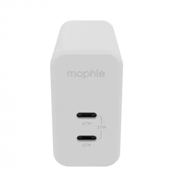 mophie accessoires-wandadapter-USB-C-PD-DUAL-67W-GAN-wit-EU (2xUSBC)