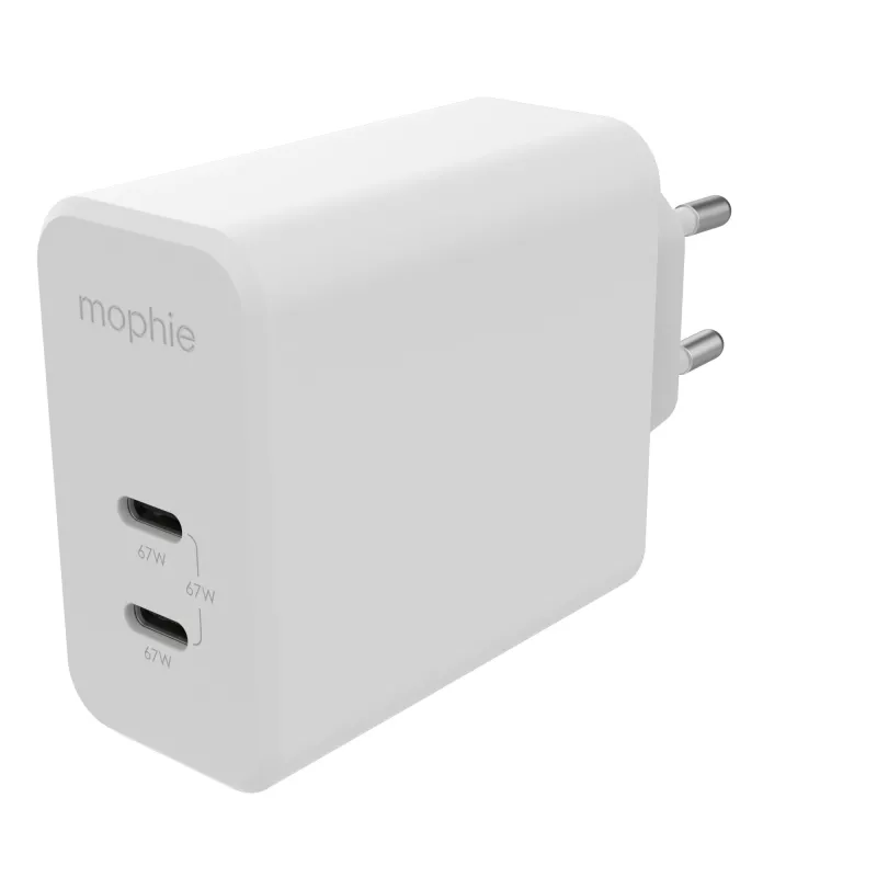 mophie accessoires-wandadapter-USB-C-PD-DUAL-67W-GAN-wit-EU (2xUSBC)