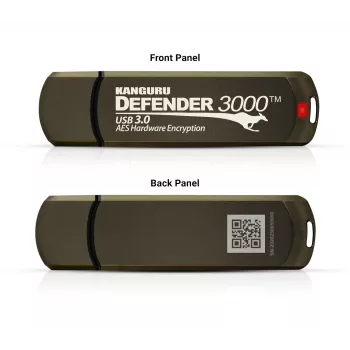 Kanguru Defender 3000™ SuperSpeed USB 3.0 | Veilige USB-stick | FIPS 140-3 Level 3 aangevraagd, FIPS 140-2 Level 3 gecertificeerd | AES-XTS 256-bits hardwareversleuteling | TAA-conform