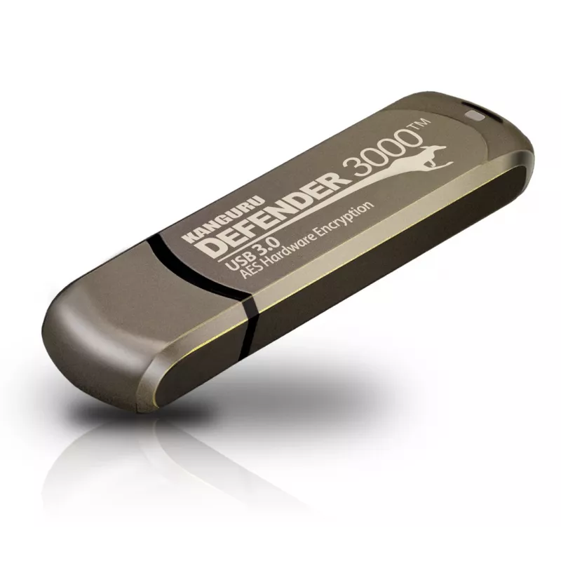 Kanguru Defender 3000 KDF3000-16G versleutelde USB-stick, 16 GB, USB 3.2 Gen 1 (USB 3.0), FIPS 140-2 Level 3, TAA-conform, bruin