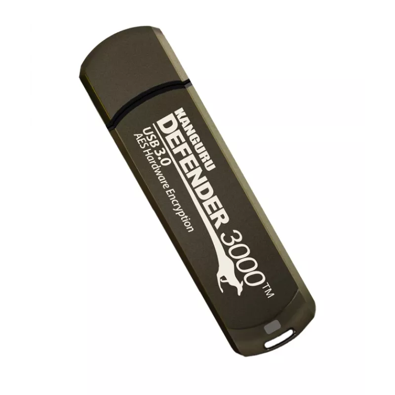 Kanguru Defender 3000 KDF3000-16G versleutelde USB-stick, 16 GB, USB 3.2 Gen 1 (USB 3.0), FIPS 140-2 Level 3, TAA-conform, bruin