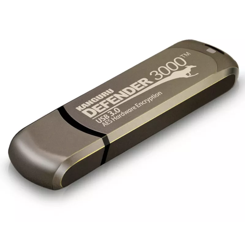 Kanguru Defender 3000 KDF3000-16G versleutelde USB-stick, 16 GB, USB 3.2 Gen 1 (USB 3.0), FIPS 140-2 Level 3, TAA-conform, bruin