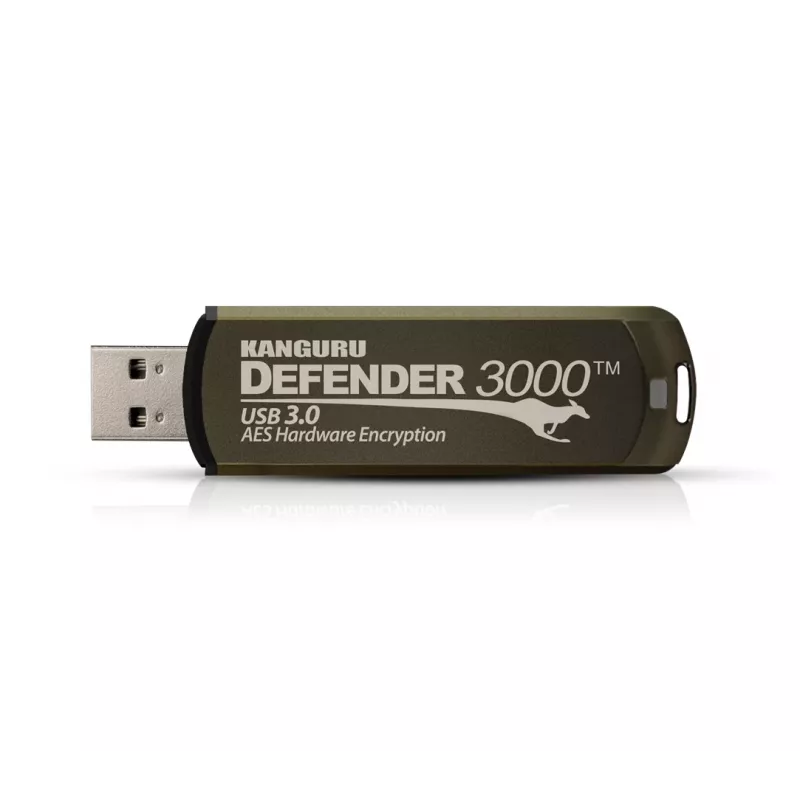 Kanguru Defender 3000 KDF3000-16G versleutelde USB-stick, 16 GB, USB 3.2 Gen 1 (USB 3.0), FIPS 140-2 Level 3, TAA-conform, bruin