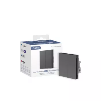 AQARA Smart Wall Switch H1 EU (zonder nuldraad, dubbelknops) (WS-EUK02-G), grijs - ZigBee-wandschakelaar met dubbel relais