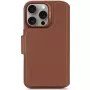 Decoded afneembare leren portemonnee-telefoonhoes voor iPhone 16 Pro – bruin, echt leer, microvezel, 6,3-inch scherm, 3 vakjes voor kaarten