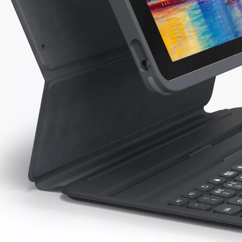 ZAGG Pro Keys draadloze toetsenbordhoes voor iPad 10,9 (10e gen.) / iPad 11 (A16) met Apple Pencil-houder, UK-indeling, zwart/grijs