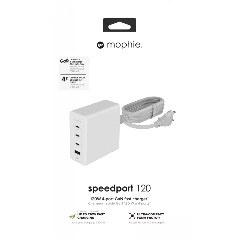 mophie accessoires-wandadapter-USB-C-PD-HUB-120W-GAN-wit-EU(3xUSBC + 1xUSBA)