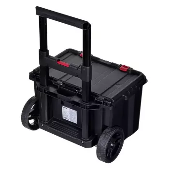 Stapelbare opbergboxen Keter 250927 — set van 3 stapelbare technopolymeer-organizers met wielen en slot, 525×694×411 mm, zwart
