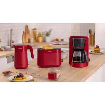 Broodrooster Bosch TAT2M124 — 2 sneetjes 950 W, rood, broodcentrering, ontdooien, lift