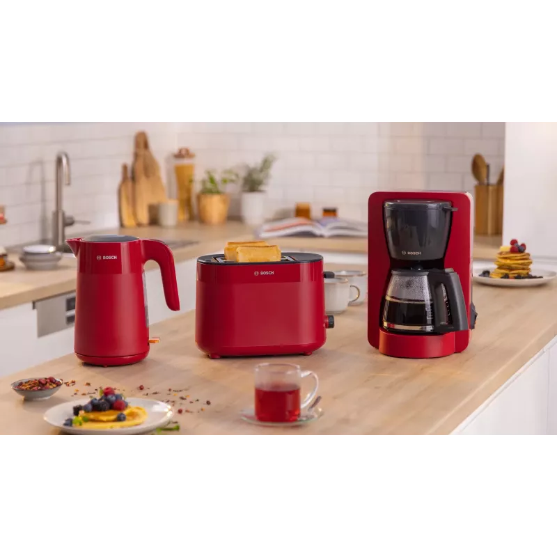 Broodrooster Bosch TAT2M124 — 2 sneetjes 950 W, rood, broodcentrering, ontdooien, lift