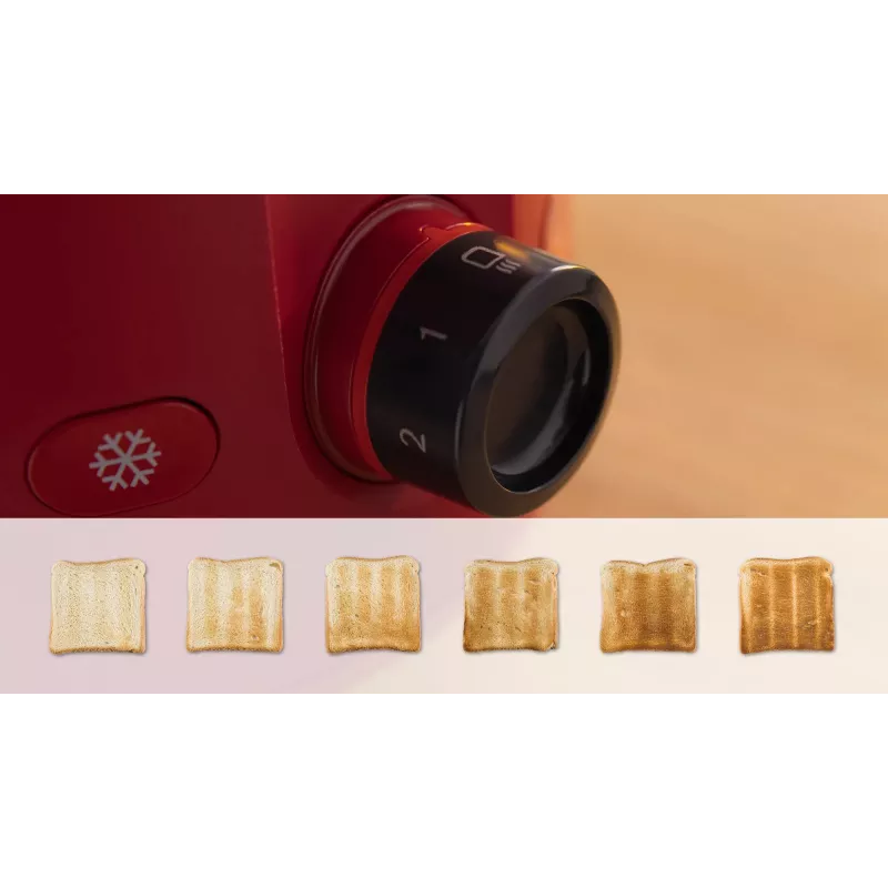 Broodrooster Bosch TAT2M124 — 2 sneetjes 950 W, rood, broodcentrering, ontdooien, lift