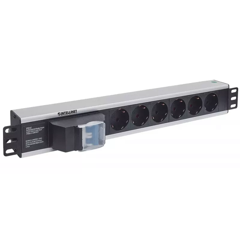 Rackmount stekkerdoos Intellinet 19 inch 1,5HE 6-voudig Duits type