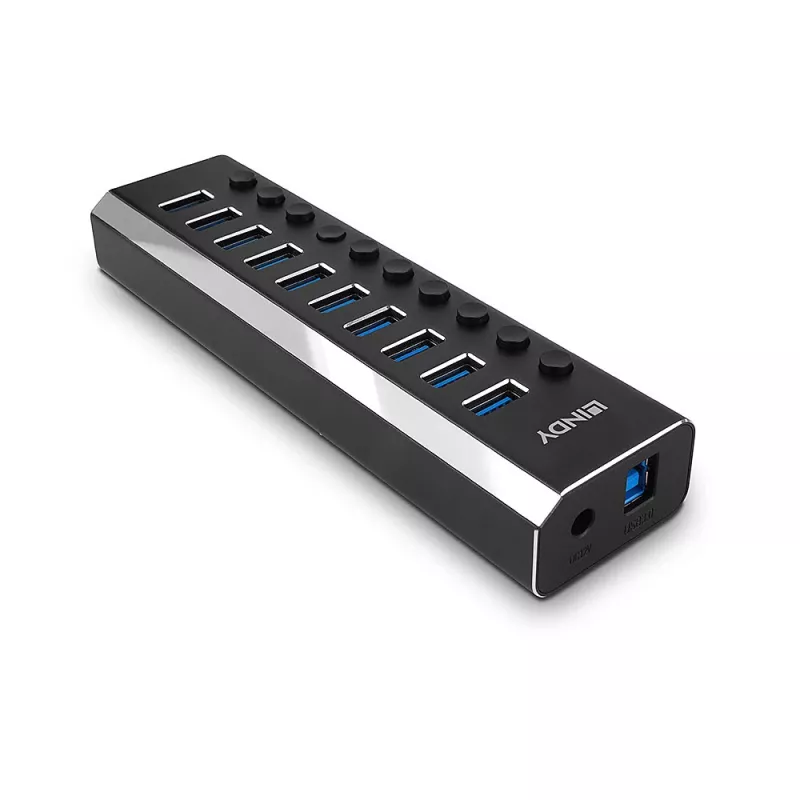 Lindy 10 poorts USB 3.0 hub met aan-/uitknoppen