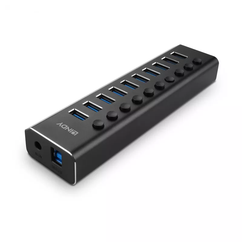 Lindy 10 poorts USB 3.0 hub met aan-/uitknoppen