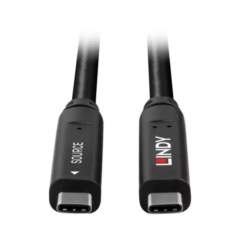 Lindy 10m USB 3.2 Gen 1 en DP 1.4 Type-C hybridekabel, 10 m, USB C, USB C, USB 3.2 Gen 1 (3.1 Gen 1), zwart
