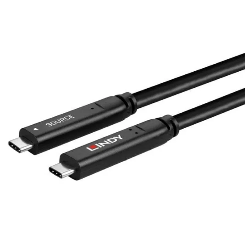 Lindy 10m USB 3.2 Gen 1 en DP 1.4 Type-C hybridekabel, 10 m, USB C, USB C, USB 3.2 Gen 1 (3.1 Gen 1), zwart