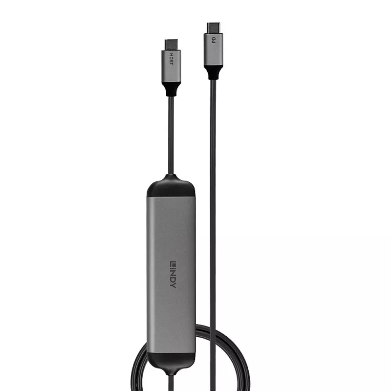Lindy DST-Micro 140, USB-C laptop micro-dockingstation met 4K-ondersteuning en 1,4 m 60W-laadkabel