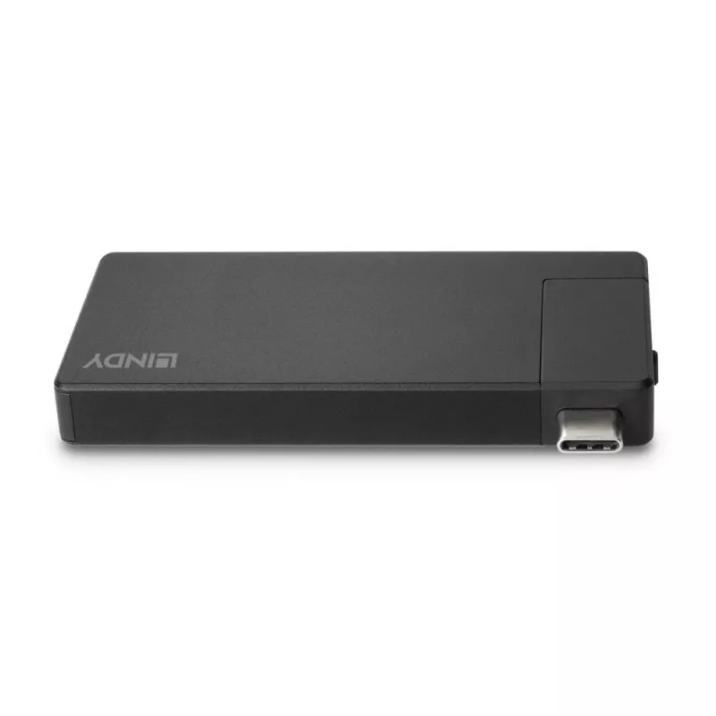 Lindy DST-Micro, USB-C laptop micro-dockingstation met 4K-ondersteuning en 100W doorvoerladen