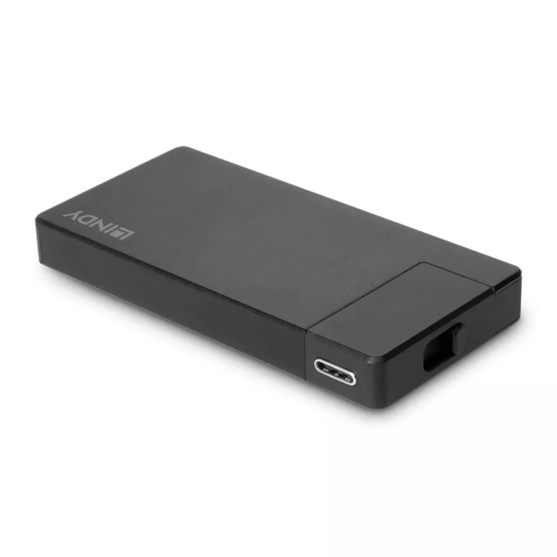 Lindy DST-Micro, USB-C laptop micro-dockingstation met 4K-ondersteuning en 100W doorvoerladen