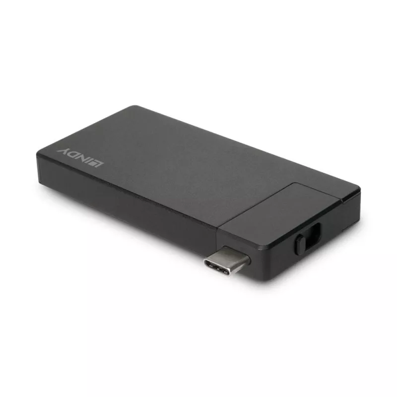 Lindy DST-Micro, USB-C laptop micro-dockingstation met 4K-ondersteuning en 100W doorvoerladen