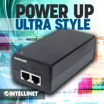 Intellinet gigabit ultra PoE+-injector, 1 x 60 W-poort, IEEE 802.3bt en IEEE 802.3at/af conform, kunststof behuizing