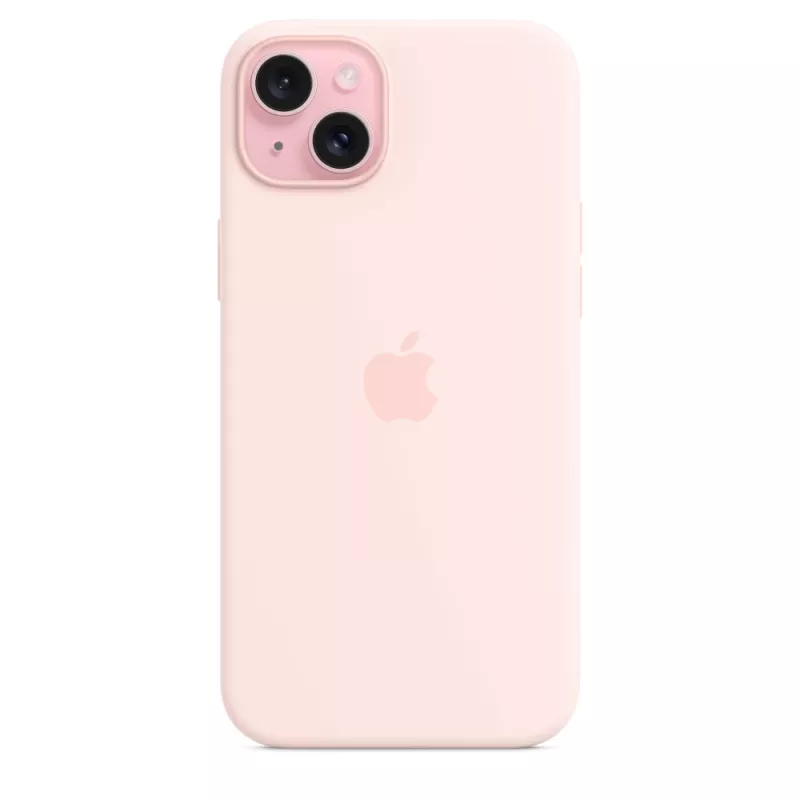 Apple silicone hoesje met MagSafe iPhone 15 Plus lichtroze