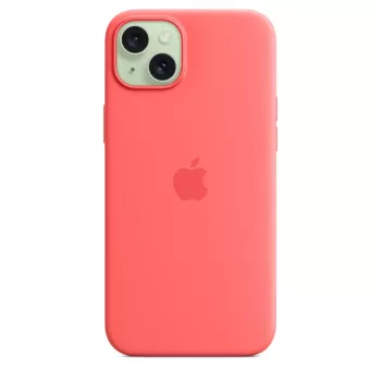 Apple silicone hoesje met MagSafe iPhone 15 Plus guave