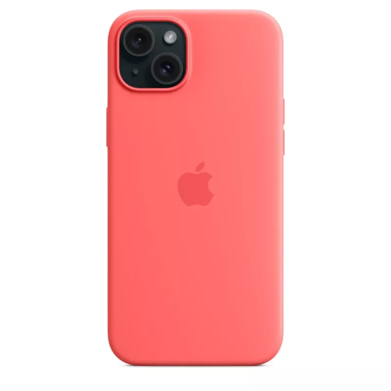 Apple silicone hoesje met MagSafe iPhone 15 Plus guave