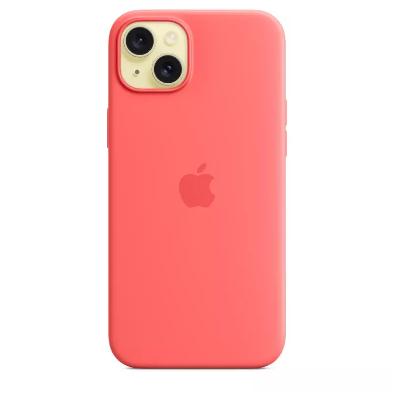Apple silicone hoesje met MagSafe iPhone 15 Plus guave