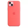 Apple silicone hoesje met MagSafe iPhone 15 Plus guave