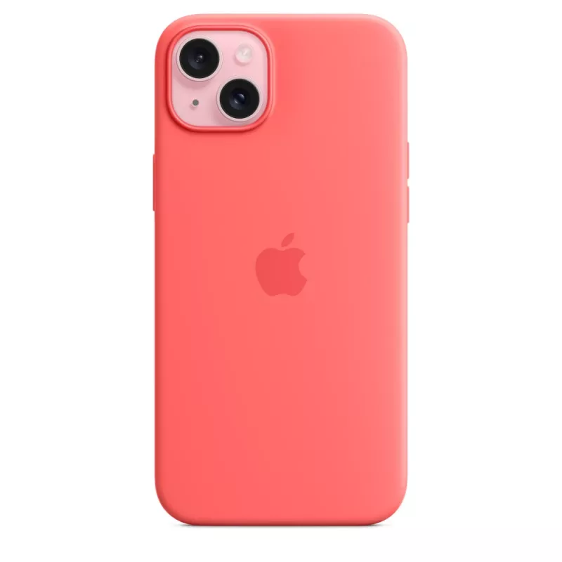 Apple silicone hoesje met MagSafe iPhone 15 Plus guave