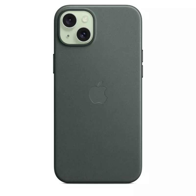 Apple FineWoven hoesje met MagSafe iPhone 15 Plus evergreen