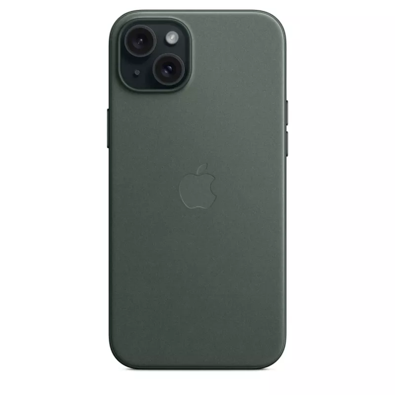 Apple FineWoven hoesje met MagSafe iPhone 15 Plus evergreen