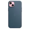 Apple FineWoven hoesje met MagSafe iPhone 15 Plus Pacific Blue