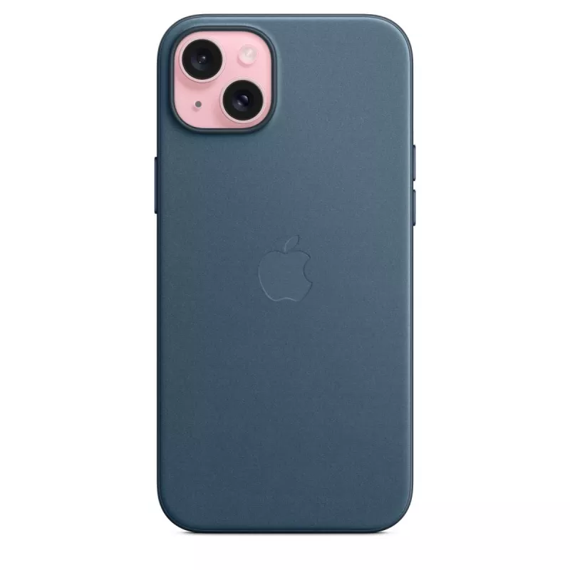 Apple FineWoven hoesje met MagSafe iPhone 15 Plus Pacific Blue