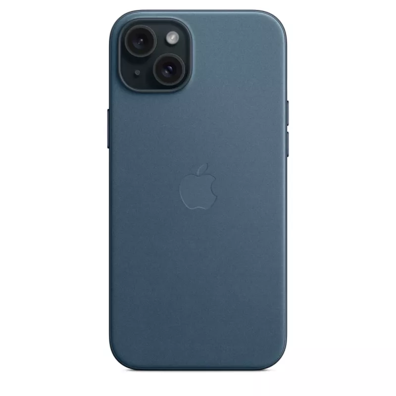 Apple FineWoven hoesje met MagSafe iPhone 15 Plus Pacific Blue