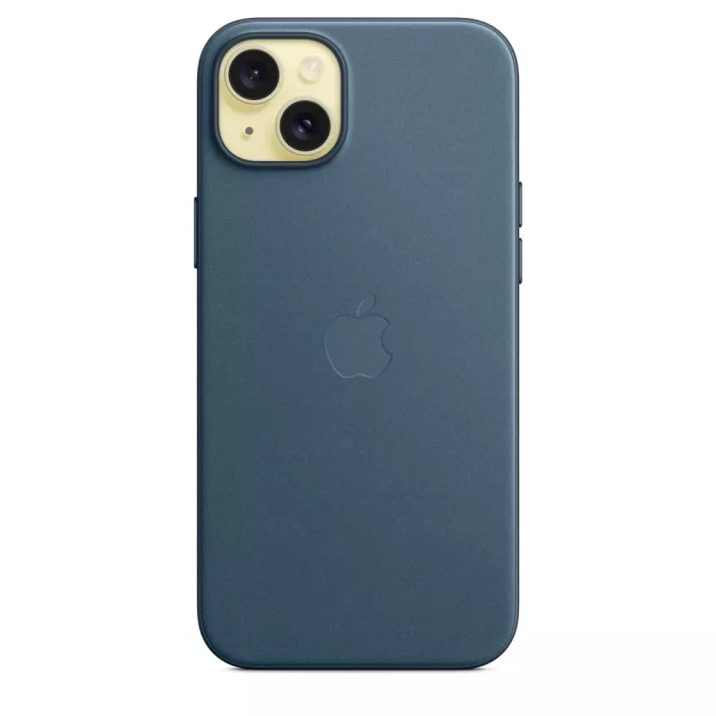 Apple FineWoven hoesje met MagSafe iPhone 15 Plus Pacific Blue