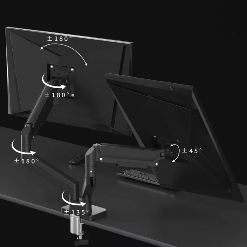 GEMBIRD op bureau gemonteerde verstelbare dubbele monitorarm 17-32 inch, zwart