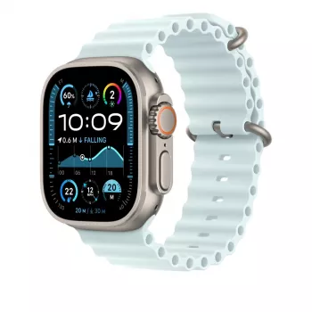 APPLE 49mm Ice Blue Ocean Band Extension - Naturel titanium afwerking